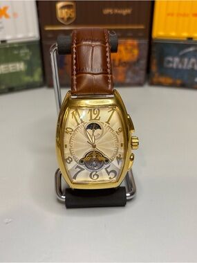 SEWOR Automatic Dress Watch with Brown Leather Strap